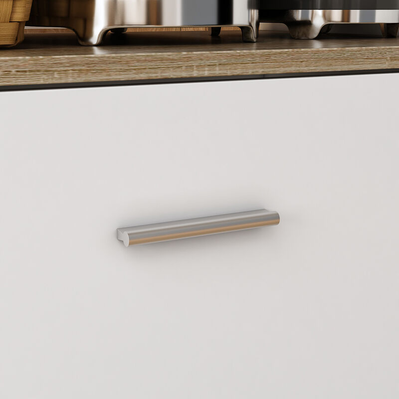 White/Oak Wood 59.1 in. W Kitchen Island Dining Table With Adjustable Shelves and Drawer