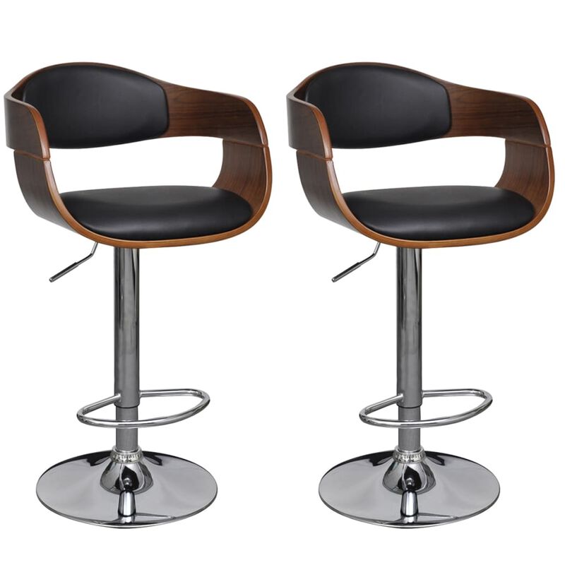 vidaXL Bar Stools 2 pcs Bent Wood and Faux Leather image number 0