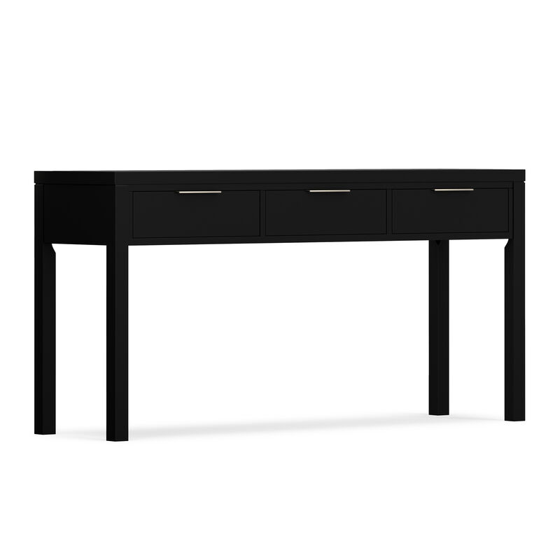 Hollander 60 inch Wide Solid Wood Contemporary Console Table in Black