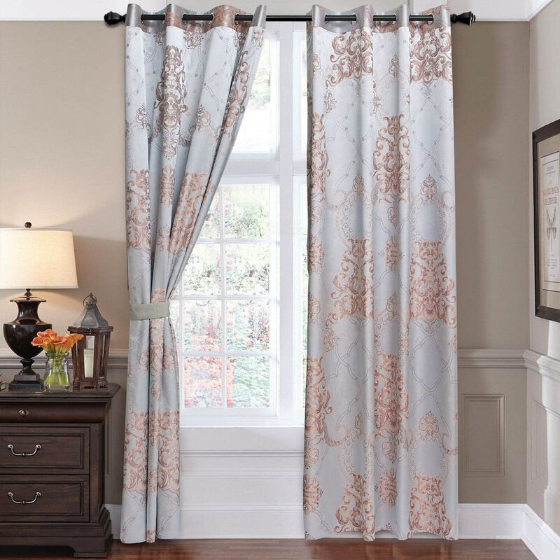 Dolce Mela Curtains Damask Jacquard Grommet Semi-Blackout