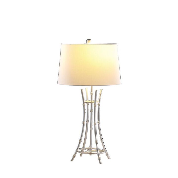 Hivvago 29" Silver Bamboo Design Table Lamp With Off White Drum Shade