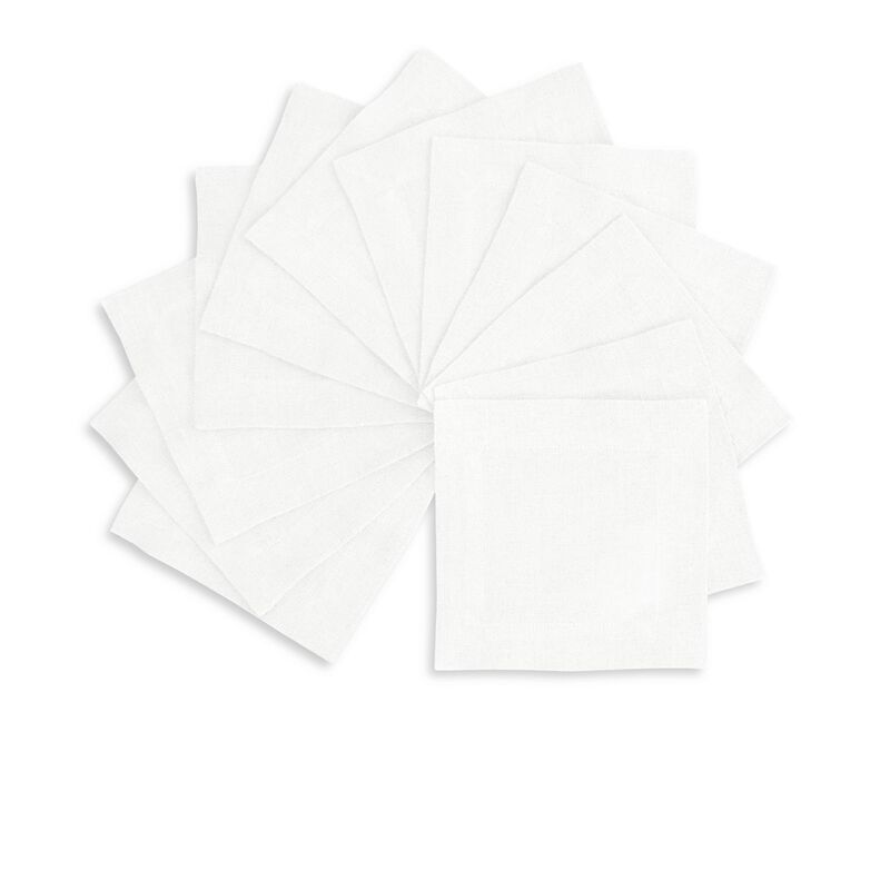 Solino Home Sonoma 100% Linen Cocktail Napkins &ndash; Set of 12, 6 x 6 in, Machine Washable, Holiday and Everyday Dining
