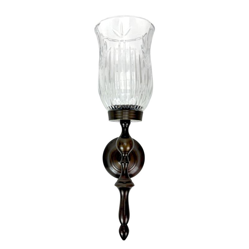 Wall Candle Sconce Bronze Finish Lead Crystal Glass 15 In Metal And Glass image number 1