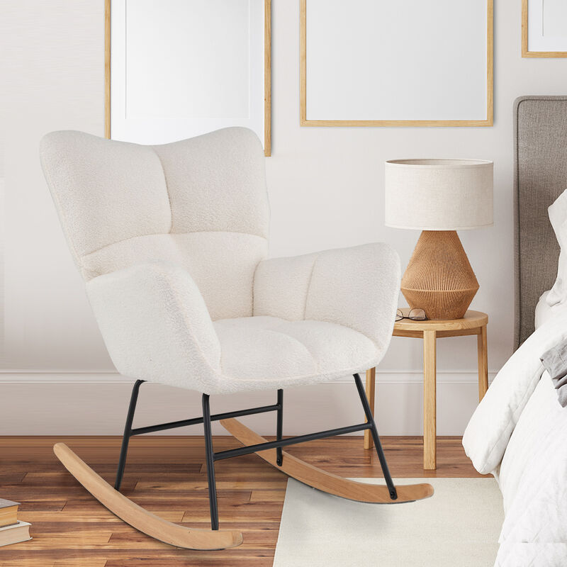 Rocking Chair with Comfy Backrest and Armrest For Living Room