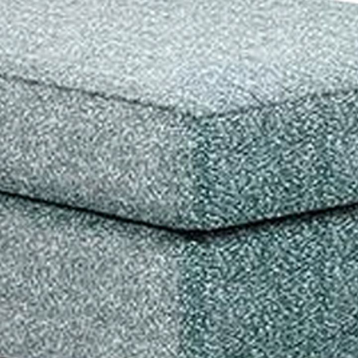 Berrie Ottoman, Teal Blue Polyester Cushioned Top, Black Wood, 40 Inch