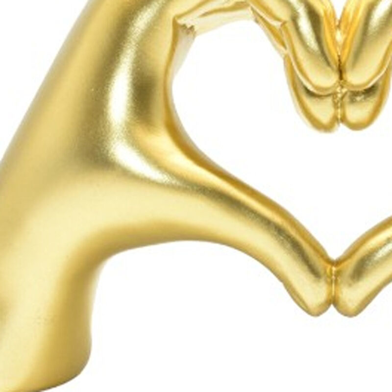 HomeRoots 4" Gold Resin Heart Hands Tabletop Sculpture image number 4