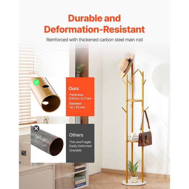 Modern Coat Rack with Quartz Base and Hooks, Freestanding Hall Tree image number 4