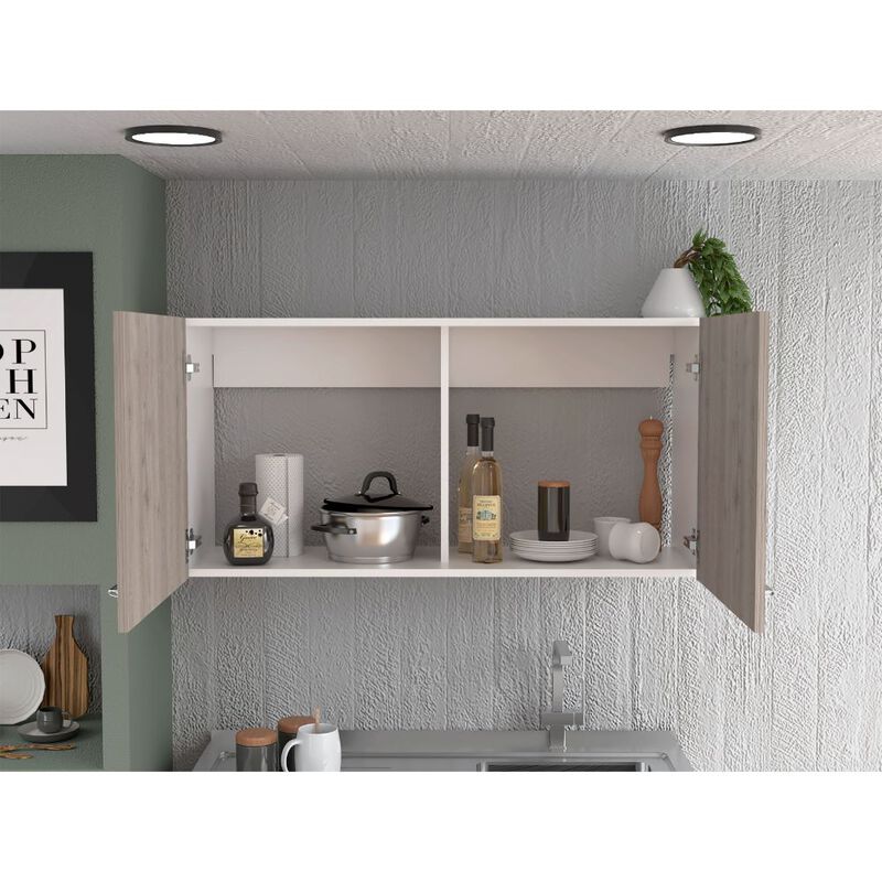 Streamdale Napoles Wall Cabinet, Two Shelves, Double Door - White Light Gray