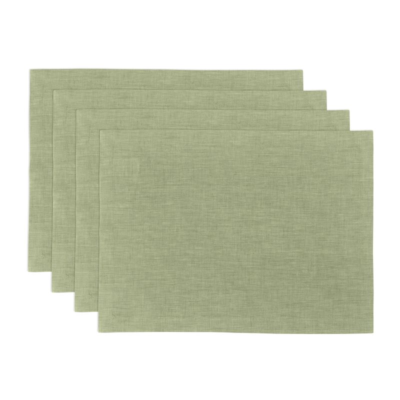 Solino Home Athena 100% Linen Placemats &ndash; Set of 6, 14 x 19 in, Machine Washable, Holiday and Everyday Dining