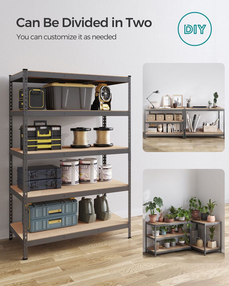 5-Tier Storage Shelves Set of 2 &ndash; Durable Metal Racks for Home, Garage