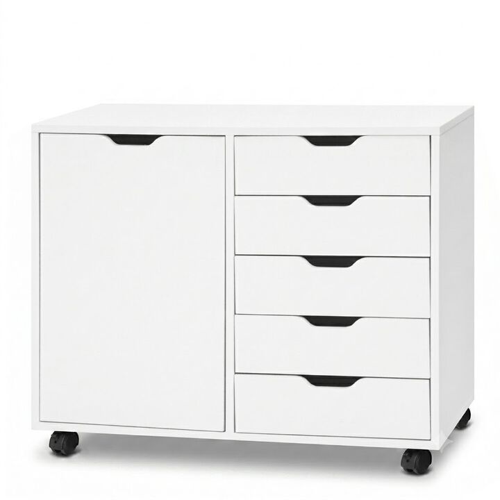 5 Drawer Storage Cabinet on Wheels with Adjustable Shelf Organizer