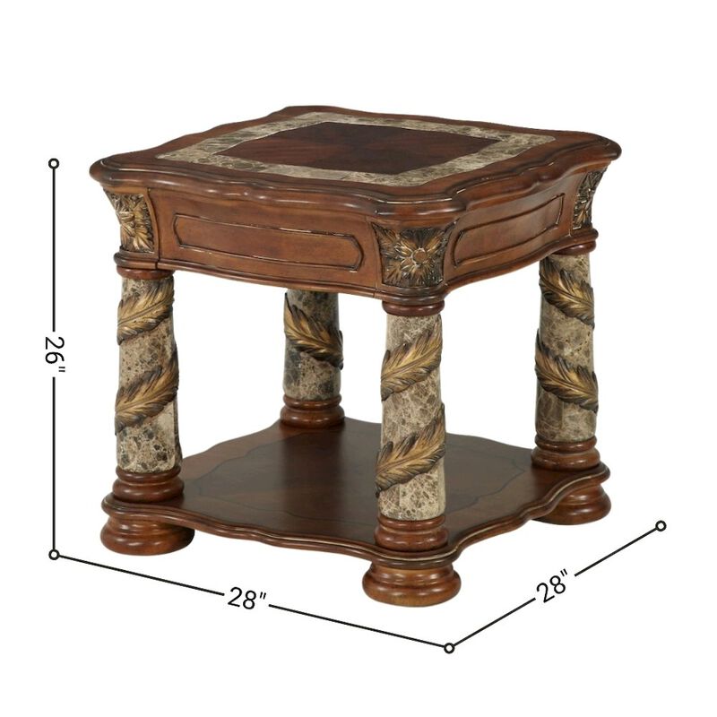 Starlight Canyon Home Classic Chestnut Finish Square End Table for Living Room &ndash; Solid Wood Design image number 3