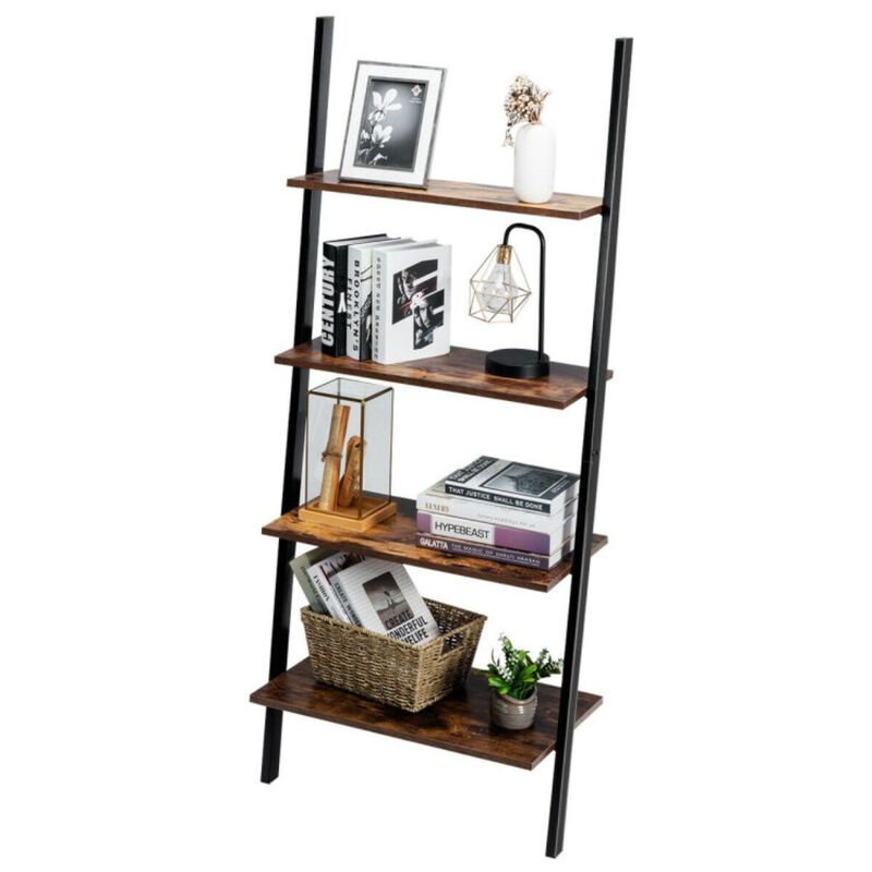 Hivago 4-Tier Industrial Leaning Wall Bookcase