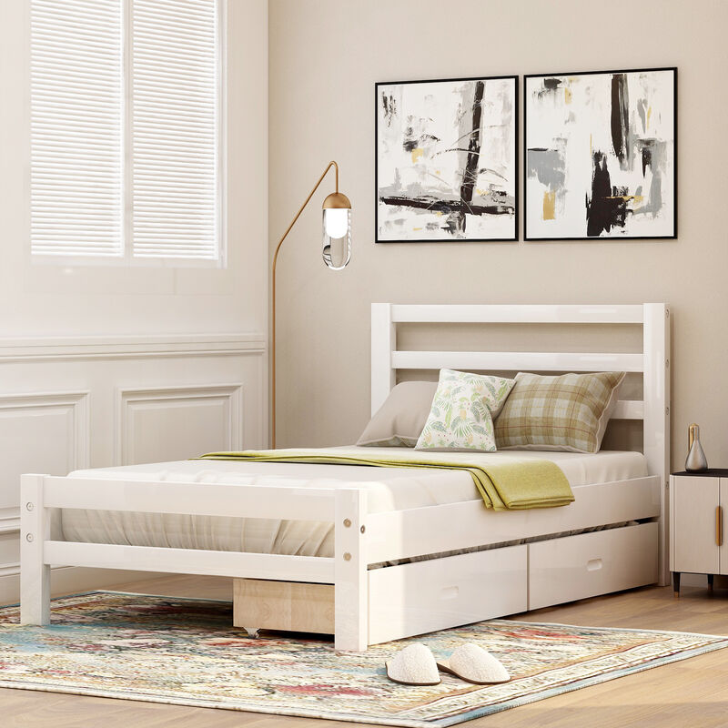 Merax Wood platform bed with two drawers image number 1