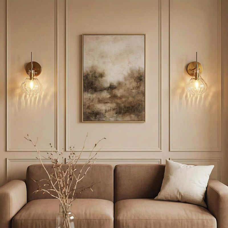 Gold Wall Sconces Set of Two, Hammered Glass Vanity Wall Lamps image number 5