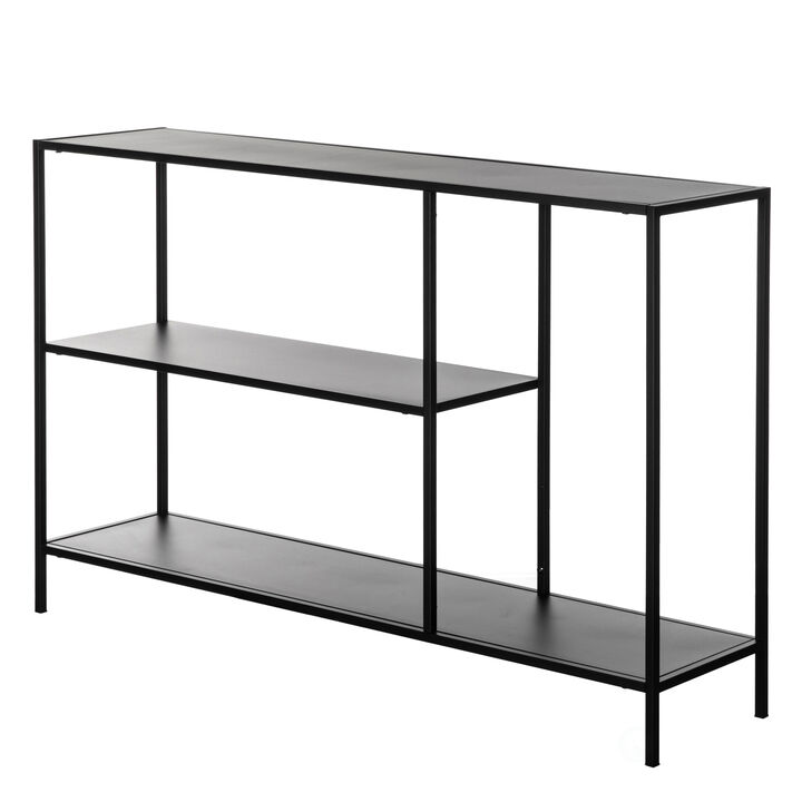 Modern Display Metal Console Table with Open Shelfs, for Dining, Entryway and Hallway, Black