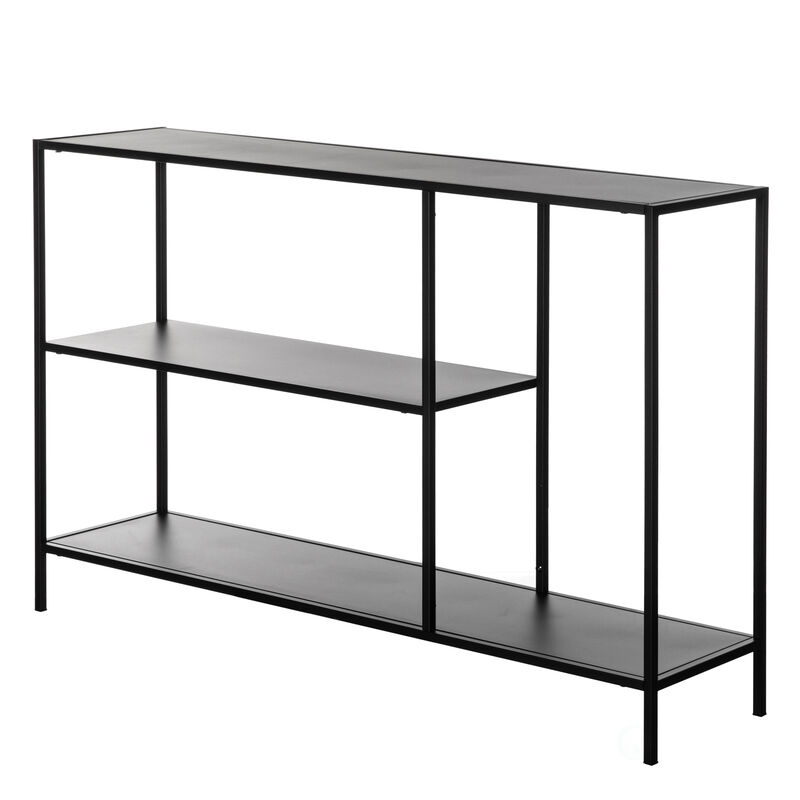 Modern Display Metal Console Table with Open Shelfs, for Dining, Entryway and Hallway, Black