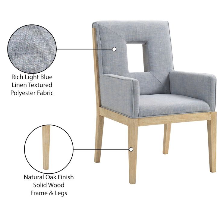 Meridian Furniture Gwendolyn Light Blue Linen Textured Fabric Dining Arm Chair