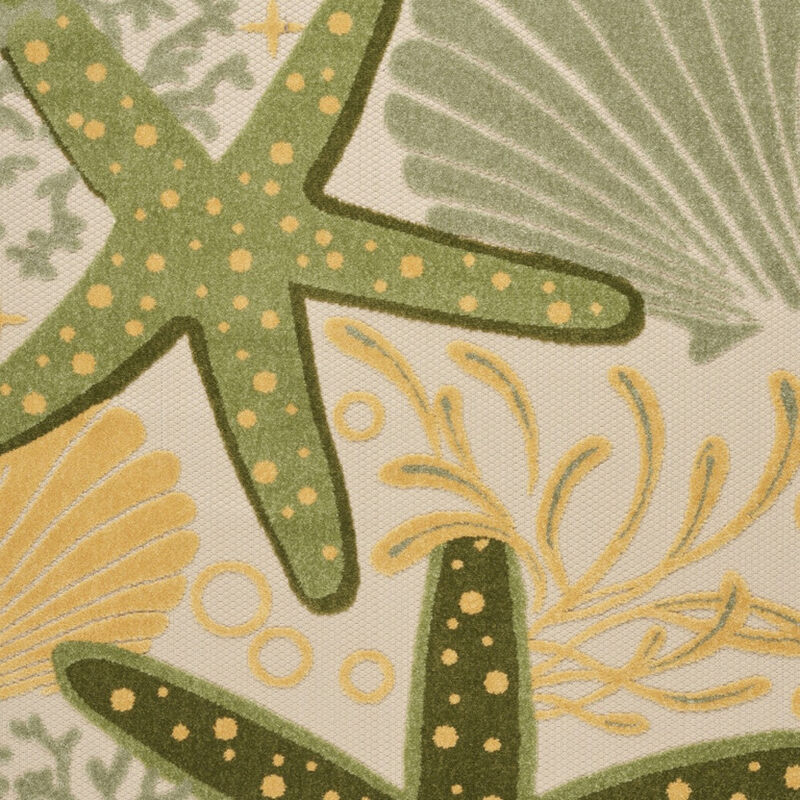 HomeRoots 5' X 8' Green Yellow And Blue Starfish Indoor Outdoor Area Rug image number 4