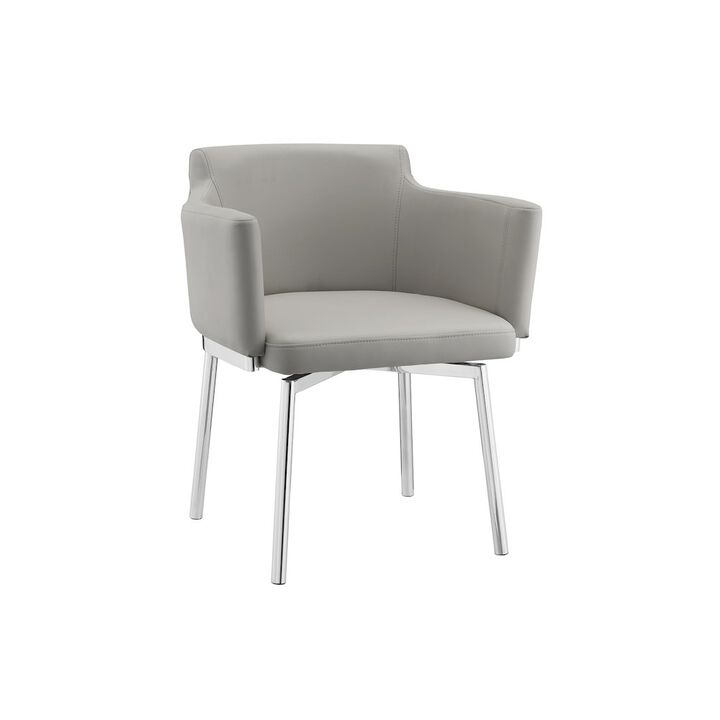 Casabianca Home Suzzie 180 Swivel Arm Dining Chair In Gray Pu Leather
