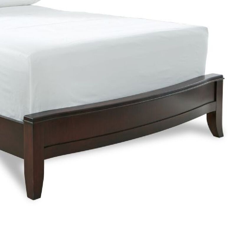 Kyle Soild Wood Low Profile King Bed with Sleigh Headboard, Cherry Brown - Benzara