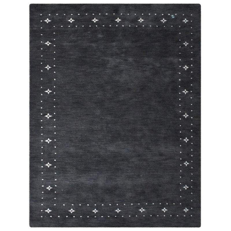 RUGSOTIC CARPETS HAND KNOTTED LOOM WOOL ECO-FRIENDLY AREA RUGS  - 6'x9', Rectangle, Charcoal Color, Contemporary Modern Design, High Pile Thick Handmade Anti Skid Rugs for Living Room (L00219)