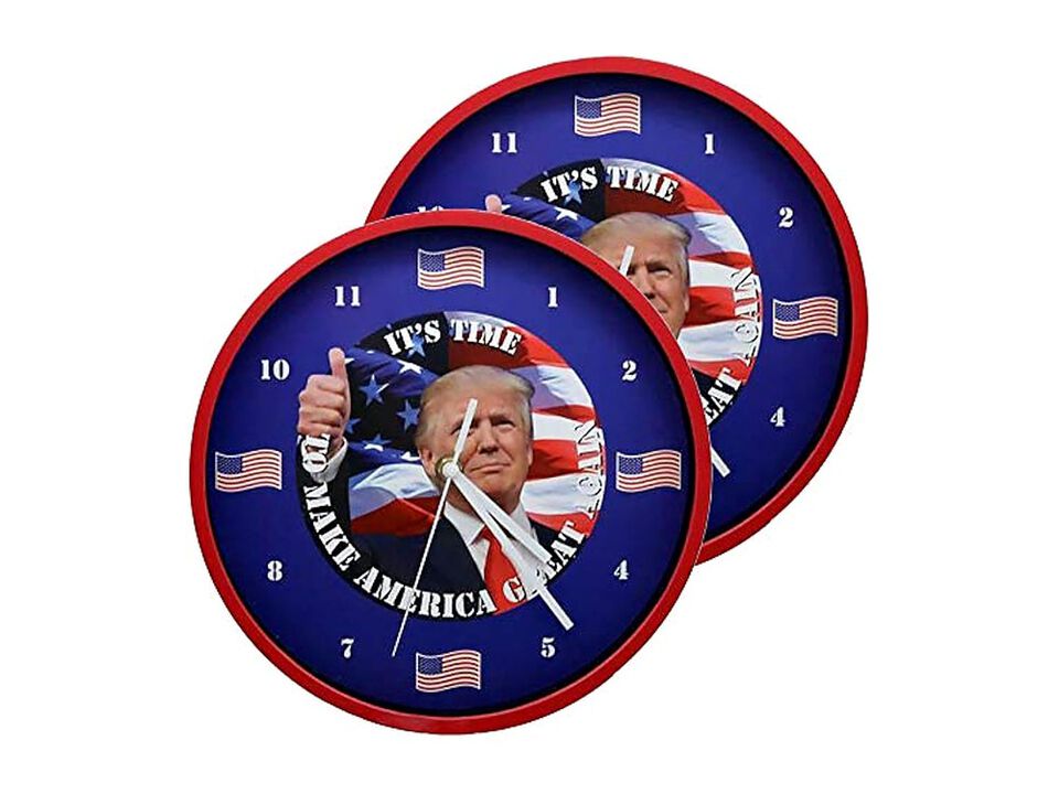 Trump Talking Red White Box Wall Clock Battery Operated Home Decor
