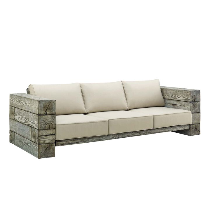 Modway - Manteo Rustic Coastal Outdoor Patio Sunbrella&reg;  Sofa Light Gray Beige