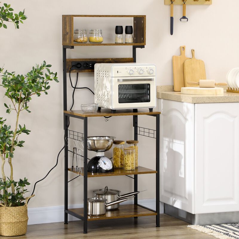 Versatile Kitchen Organizer: Baker's Rack with Power Outlet & USB