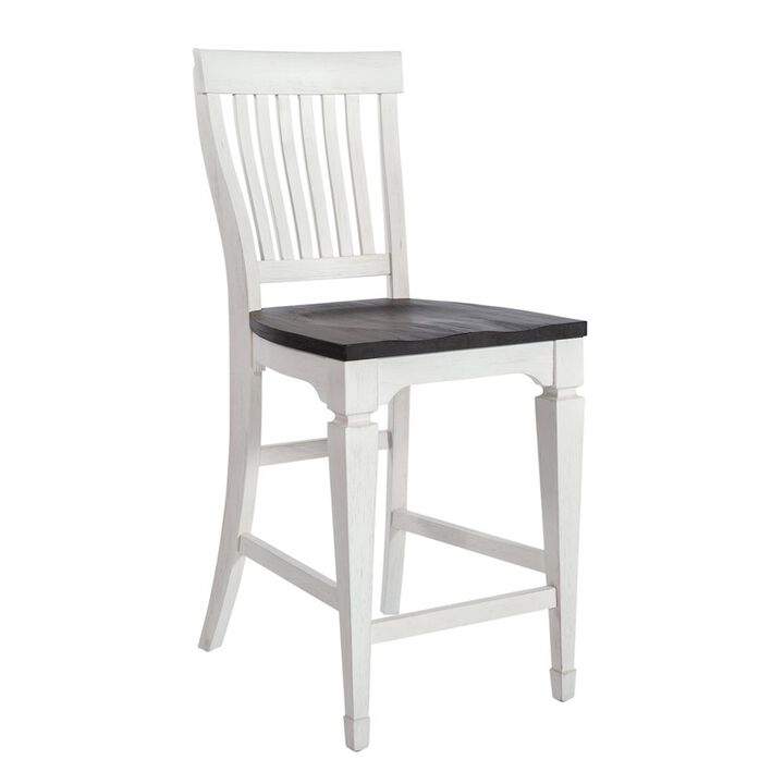 Liberty Furniture Allyson Park 5 Piece Gathering Table Set - Wirebrushed White w/ Charcoal Tops