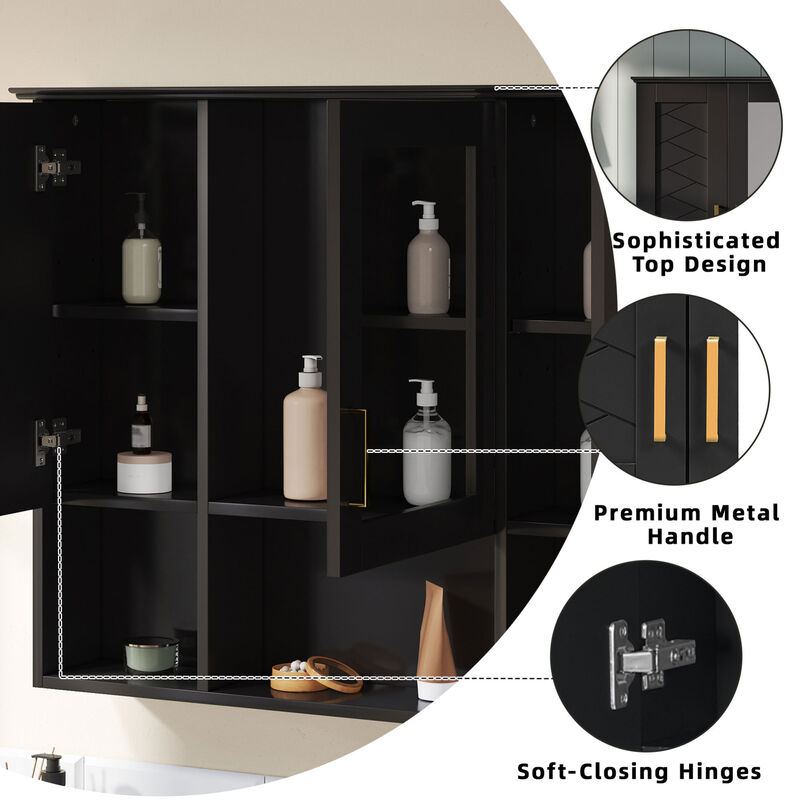 ELEMENT ACE Wall Mounted Medicine Cabinet with Adjustable Shelves and Soft Close Doors image number 6