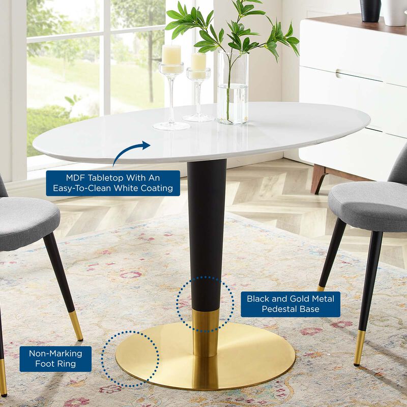 Modway - Zinque 48" Oval Dining Table Gold White