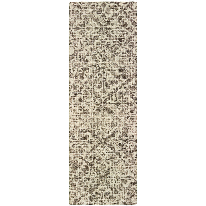 HomeRoots Wool Floral Hand Tufted Runner Rug