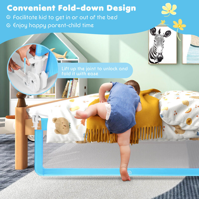 Folding Breathable Baby Bed Rail Guard with Safety Strap for Secure and Comfortable Sleep
