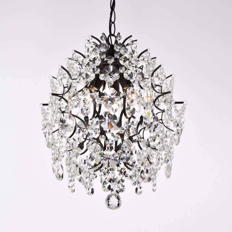 Eleanor Antique Black 3-light Crystal Chandelier - Antique Black image number 1