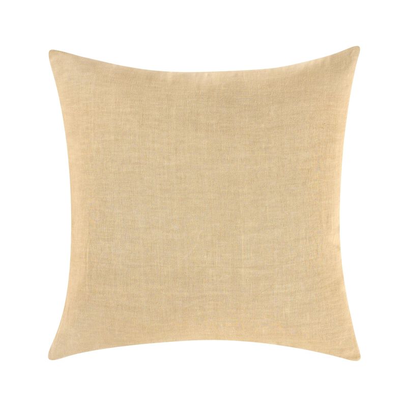 Paula Square Euro Pillow Sham, Amber Soft Stone Washed Hemp, 26 Inch - Benzara