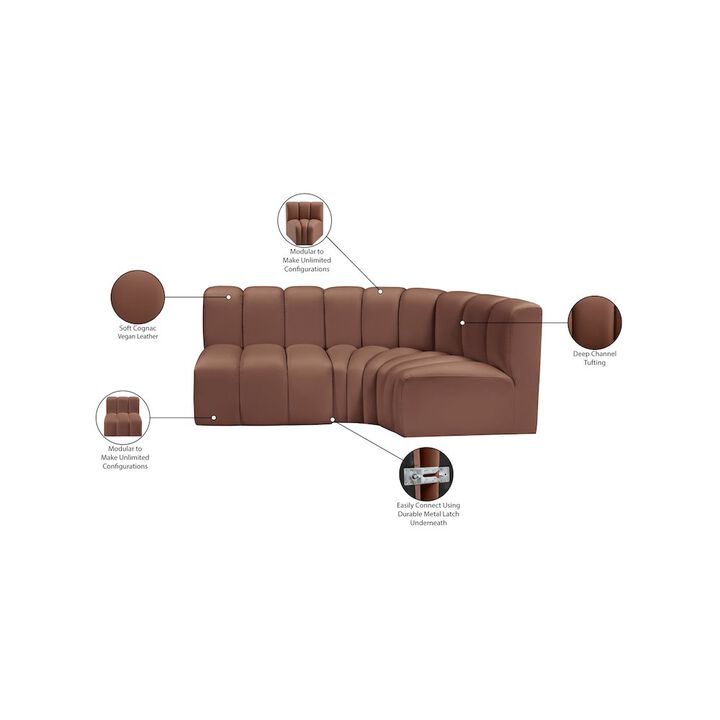 Meridian Furniture Arc Cognac Vegan Leather Modular Sofa