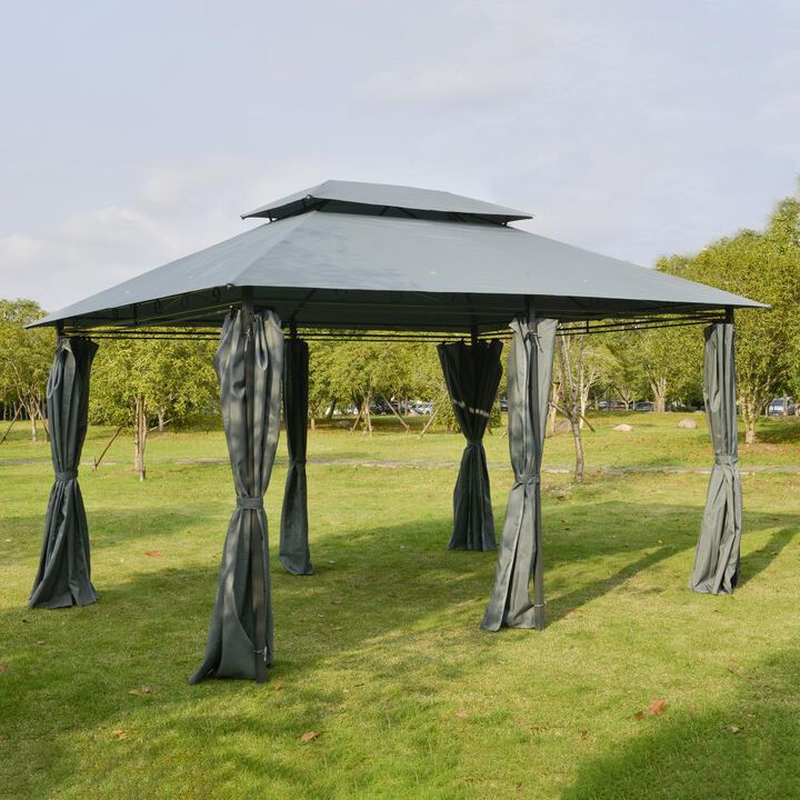 Hivvago 10x13 2-Tier Gazebo Canopy with Curtains