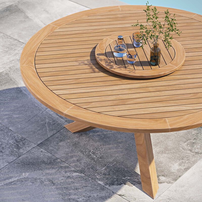 Modway - Wellspring 63" Outdoor Patio Teak Wood Dining Table Natural image number 4