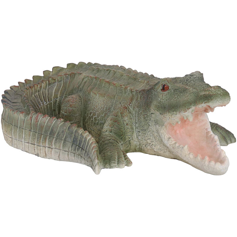 Sunnydaze Chloe the Crabby Crocodile Indoor and Outdoor Statue - 18 in