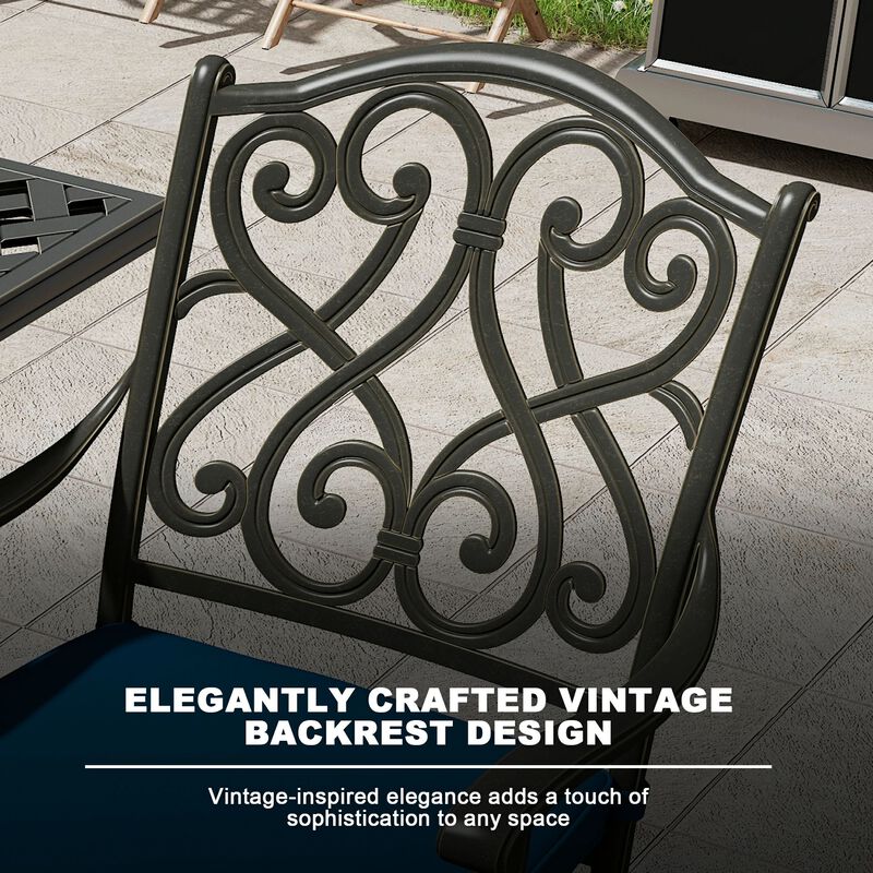 Mondawe Patio Dining Chairs with Removable Olefin Cushion Cast Aluminum Frame 360&deg; Swivel Bar Stool,Set of 2 image number 7