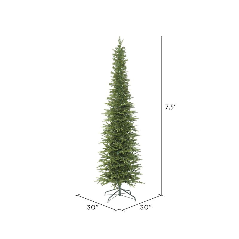 Vickerman 7.5' x 30" Bixley Pencil Fir Artificial Christmas Tree - Unlit Pencil Tree - 1983 PE Tips - Skinny Christmas Tree - Metal Tree Stand Included image number 2