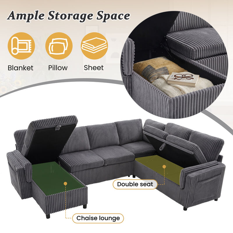 U-Shaped Sectional Sleeper Sofa image number 6