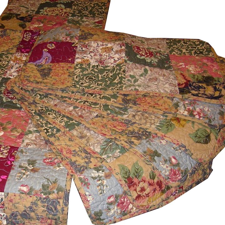 QuikFurn King 100% Cotton Floral Paisley Quilt Set w/ 2 Shams & 2 Pillows