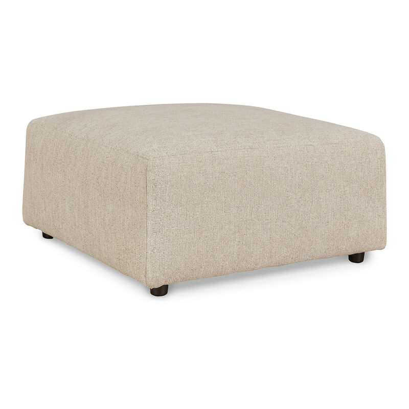Felo Square Accent Ottoman, 39 Inch Modern Beige Polyester Cushioned