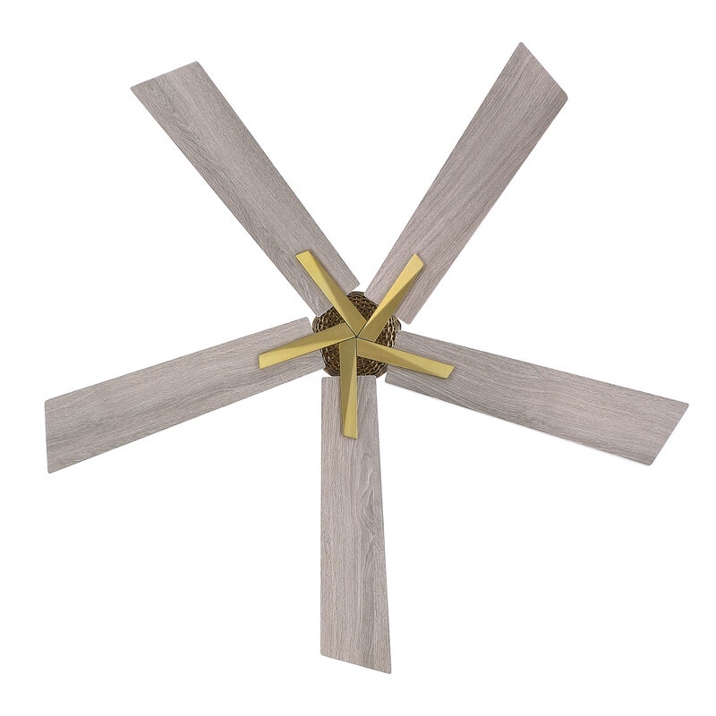 52" Modern Soft Brass 5-Blade Reversible Ceiling Fan with Remote, No Light image number 8
