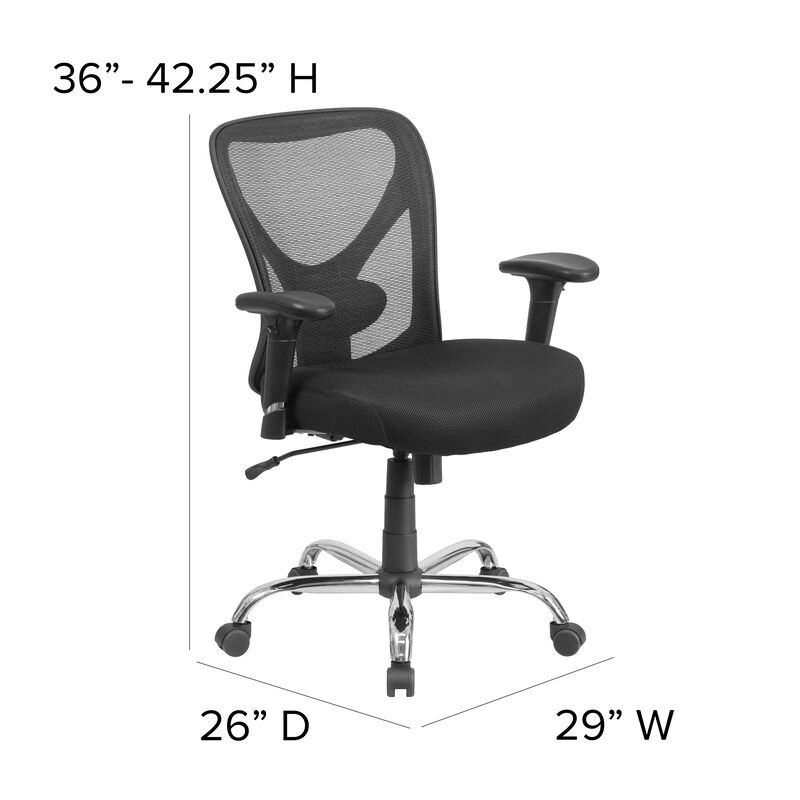 Big & Tall Office Chair | Adjustable Height Mesh Swivel Office Chair with Wheels image number 6