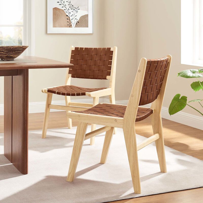 Saoirse Leather Wood Dining Side Chair Set of 2 image number 8