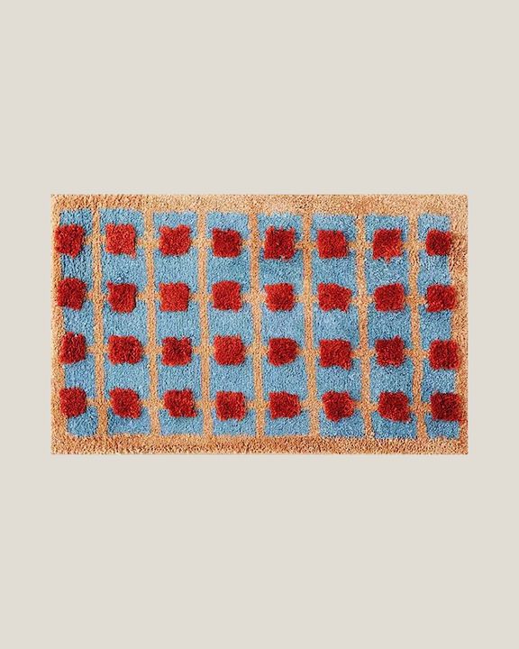Ultra Soft Retro Whimsica Gridl Bath Rug, Machine-washable, Absorbent Mat