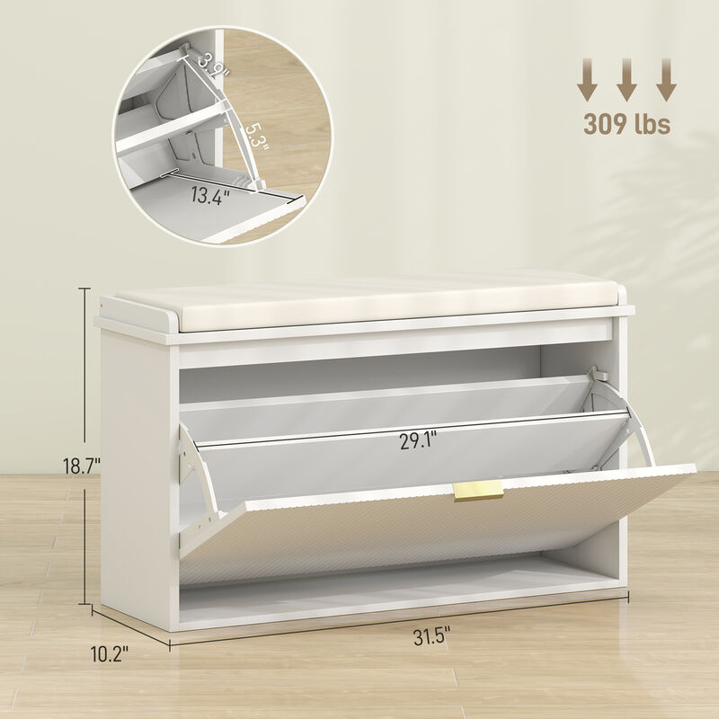Hivvago Shoe Cabinet Bench with Cushion and Storage Drawer image number 2